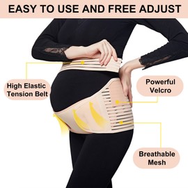 Maternity Support Belt - Strip Full Surrounding pregnant belly support belt, Breathable Comfortable Adjustable belly belt for pregnancy, Easy Convenient maternity bands for belly support