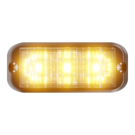 Abrams SAE Class-1 Edge 3 Series [Amber] 9W - 3 LED Tow Truck Snow Plow Construction Vehicle LED Grille Light Head Surface Mount Strobe Warning Light