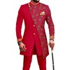 African Suits for Men Embroidery Print Blazer and Pants Set
