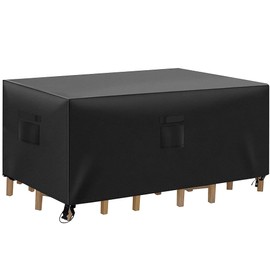 LBW Rectangle PatioTable Cover Waterproof,90"x59''x27''Heavy Duty Outdoor Table and Chairs Cover ,600D Square Patio Furniture Sets Cover with Buckle for Picnic,Black