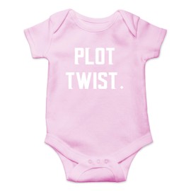 Plot Twist - Funny Baby Essentials Bodysuit Romper - Baby Boy Clothes Newborn Girl Outfits (Newborn, Pink)