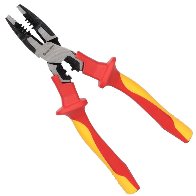 FOURROBBER VDE Plier Universal Combination Plier,with Insulated Handles 60CrV, VDE-Tested