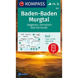 KOMPASS Wanderkarte 872 Baden-Baden, Murgtal, Gaggenau, Gernsbach, Bad Herrenalb 1:25.000: 3in1 Wanderkarte mit Aktiv Guide inklusive Karte zur ... der KOMPASS-App. Fahrradfahren. Langlaufen.