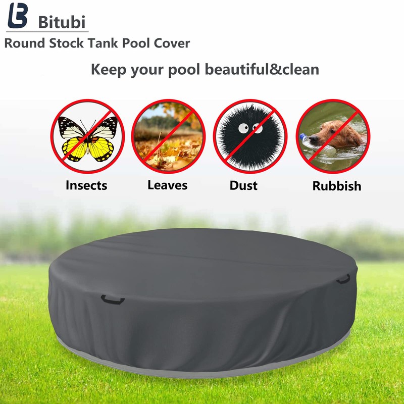Bitubi 8 Ft Steel Round Stock Tank Pool Cover,Upgraded to