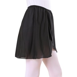 boruizhen Ballet Skirt Pull On Ballet Wrap Skirt Chiffon Dance Skirts with Elastic Waistband for Girls Women Black M