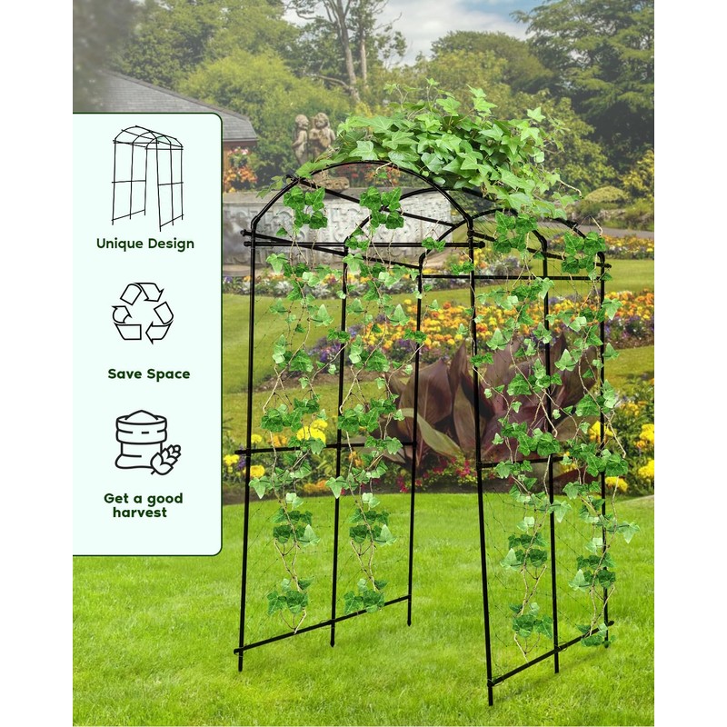 Dollate Garden Arch Trellis 7FT, Thickened Steel Frame Garden Trellis