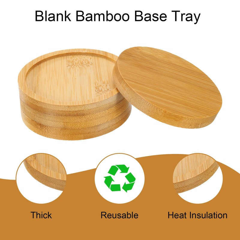sourcing map 4PCS Mosaic Bamboo Coasters, 3.1 Inch Blank Base
