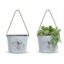 Riadyet 2 Pack Hanging Planters, 7.1 Inch Vintage Bird Flower Pots