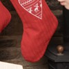 Dibor Red Knitted Nordic Stocking with Heart Stitching and Faux