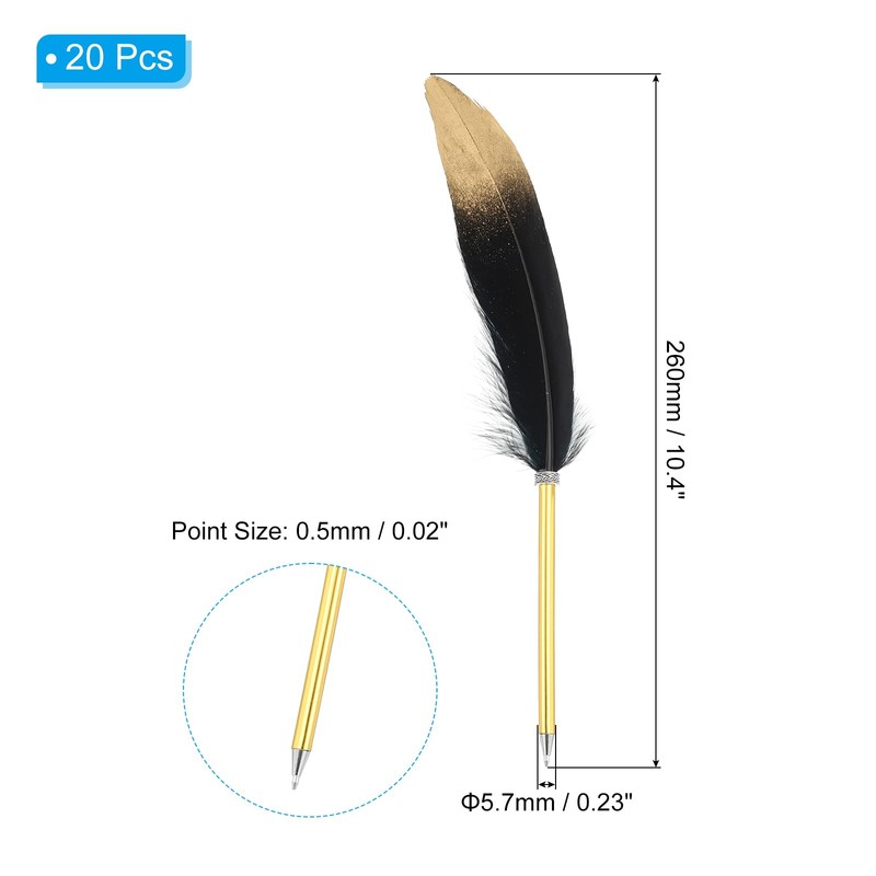 PATIKIL 20 Pcs Feather Ballpoint Pens Bulk 0.5mm Ink Vintage