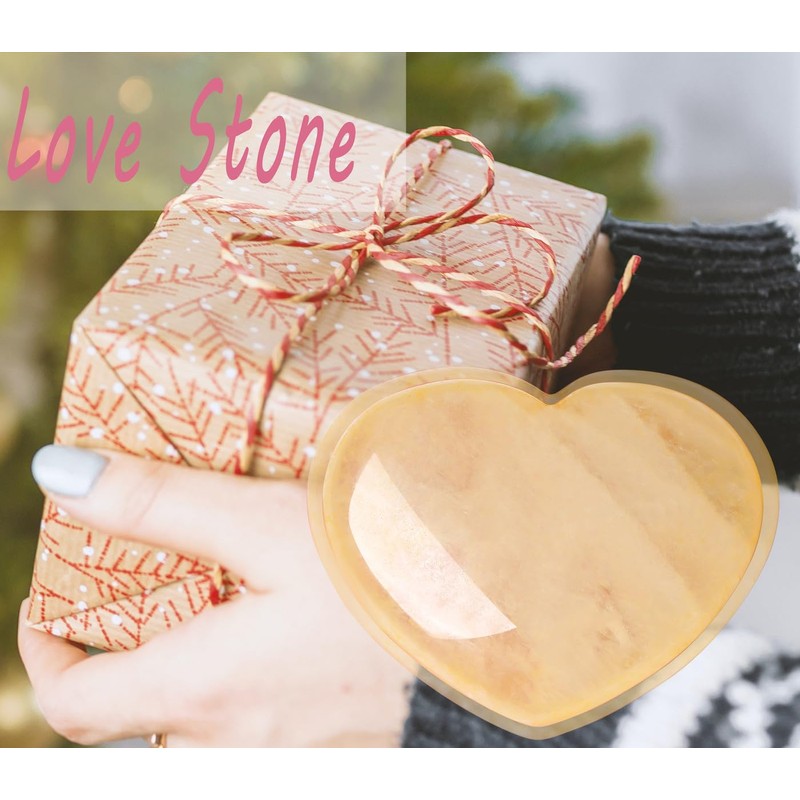 AWARDSEN 45 mm Citrine Crystal Heart, Big Healing Crystals Stone,