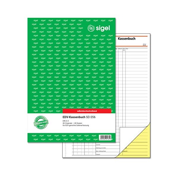SIGEL SD056 EDV A4 Cash Book 2 x 40 Sheets Carbonless Pack of 1