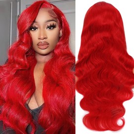 Red Lace Front Wigs Human Hair Pre Plucked Red Wig Human Hair 13x4 Body Wave Lace Front Wigs Human Hair Colored 180% Density Red HD Lace Front Wigs Human Hair Red Frontal Wigs Human Hair 22 Inch