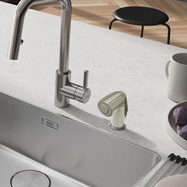 Miayaya Kitchen Sink Side Sprayer Head Universal Kitchen Sink Faucet Sprayer Attachment Compatible with Delta, Moen, Kohler (Brushed Nickel)