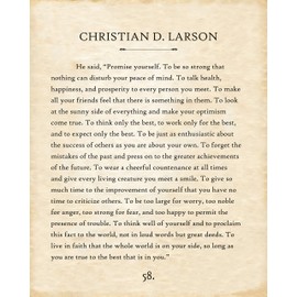 Canvas - Christian D Larson - Promise Yourself - Choose Unframed Poster or Canvas - Great Inspirational and Motivational Gift and Decor for Home and Office Under $30