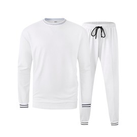 Babioboa Men's TrackSuit Sets Long Sleeve Outfits 2 Piece Fashion Comfy Casual sportswear with pockets Set(White,XL)