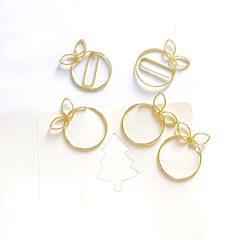 100Pcs Gold Paper Clips Cute Shape Stainless Steel Multifunction Metal
