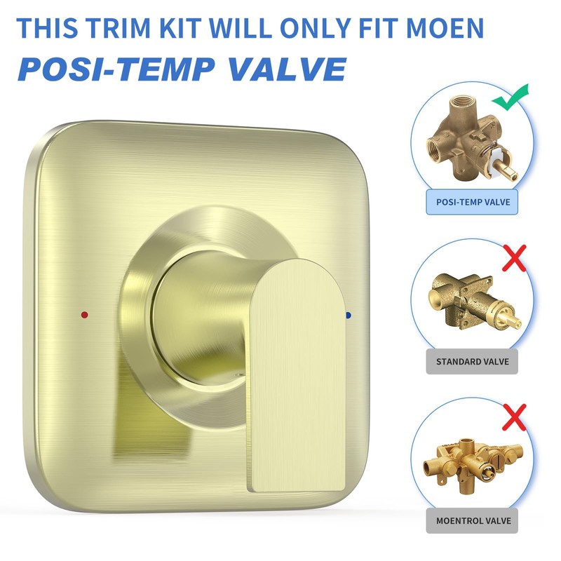 Replacement for Moen Genta LX Brushed Gold Pressure Balancing Modern