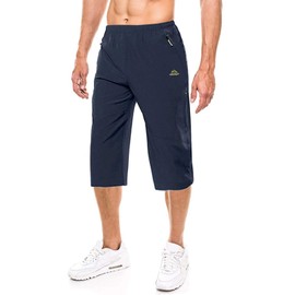 EKLENTSON Men's 3/4 Jogging Bottoms, Tracksuit Bottoms, Capri Pants, Summer, Outdoor, Lightweight, Quick-Drying, navy