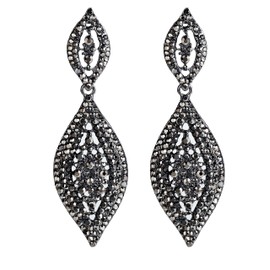 VANGETIMI Fashion Gray Rhinestone Crystal Wedding Earrings for Women Bridal Bridesmaid Long Leaf Chandelier Teardrop Dangle Earrings Jewelry