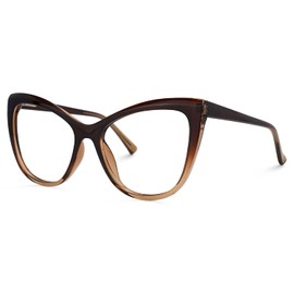 Zeelool Elegante TR90 ojo de gato de gran tamaño azul bloqueo de la luz gafas de computadora juego gafas para las mujeres Shelby OT414973, Marrón, L