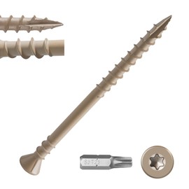 BNUOK #10 Deck Screws 2-1/2 Inch Reverse Thread Composite Deck Screws Torx Drive Rust Resistant Epoxy Coated Exterior Wood Screw (1lb, 67pcs), Tan