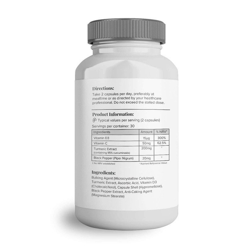 Hey Nutrition Turmeric Extract Complex - Vitamin D3 & C,