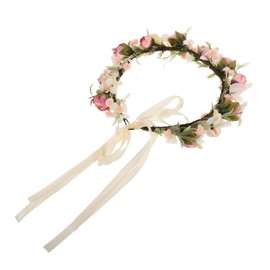Healeved Floral Headband for Women Boho Style Simulated Roses Bridal Headpiece Flower Hair Accessory for Wedding Events