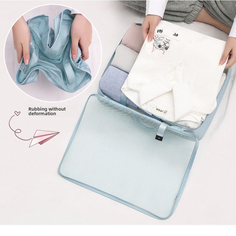 6-Piece Polyester Travel Packing Bags for Clothing – Zippered Suitcase