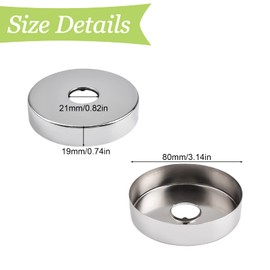 UFURMATE Shower Arm Flange, 2Pcs Stainless Steel Shower Flange Cover Shower Head Arm Escutcheon Cover Plates Round Escutcheon Plates for 21mm Diameter Shower Pipe (Silver)