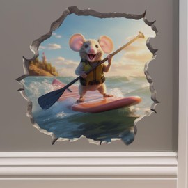 Stand-Up Paddleboard in Mouse Hole Decal - Mouse Hole 3D Wall Sticker