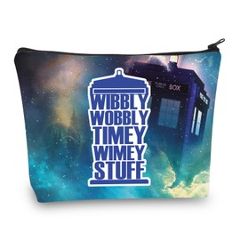 PLITI Dr Who TV Show Inspired Gift Doctor Makeup Bag Policeman Box Fan Gift Wibbly Wobbly Timey Wimey Stuff Gift Dr Who Gift (Wibbly WobblyU)