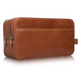 Atlas XL Toiletry Bag Made of Leather for Men Large Wash Bag for Travel Handmade Leather Bag Brown, Cognac, Toiletry bag