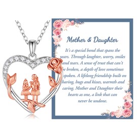 IEFLIFE Mother Daughter Necklace Gifts - Mother and Daughter Heart Necklace Gift for Daughter from Mom, Mothers Day Birthday Gift for Mom Daughter, Mother and Daughter Necklace Jewelry