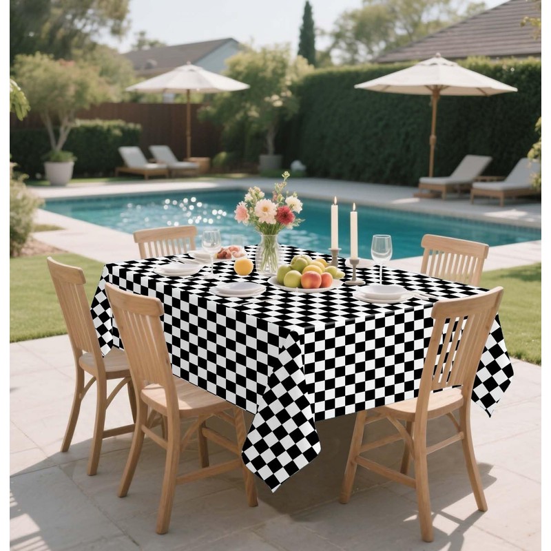 HEIPINIUYE 2 Pack Checkered Tablecloth Disposable 54 x 108 Inch