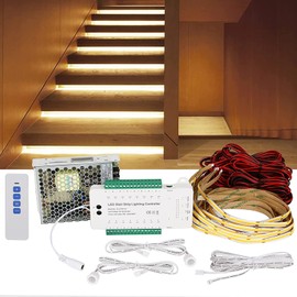 Copgge LED Stair Light Motion Sensor Indoor 4000K Cascading Stair Lighting Wire Complete Set with COB LED Light Strip Intelligent Stairway Light System Step Running Light for New Construction