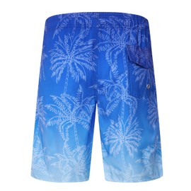 ELETOP Men's Swim Shorts Quick Dry Swim Trunks Beach Bathing Suit Board Shorts with Mesh Lining Palm Gradient Blue L