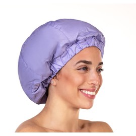 Premium Shower Cap for Women - 1000+ Showers, 100% Waterproof, Double-Sided, Large Shower Cap For Long Hair & Great For Curls (Anti-Frizz Terry Cloth Lining) (Lilac)
