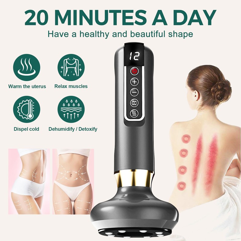 12 Level Electric Cupping Smart Scraping Massager Heating GuaSha Massage