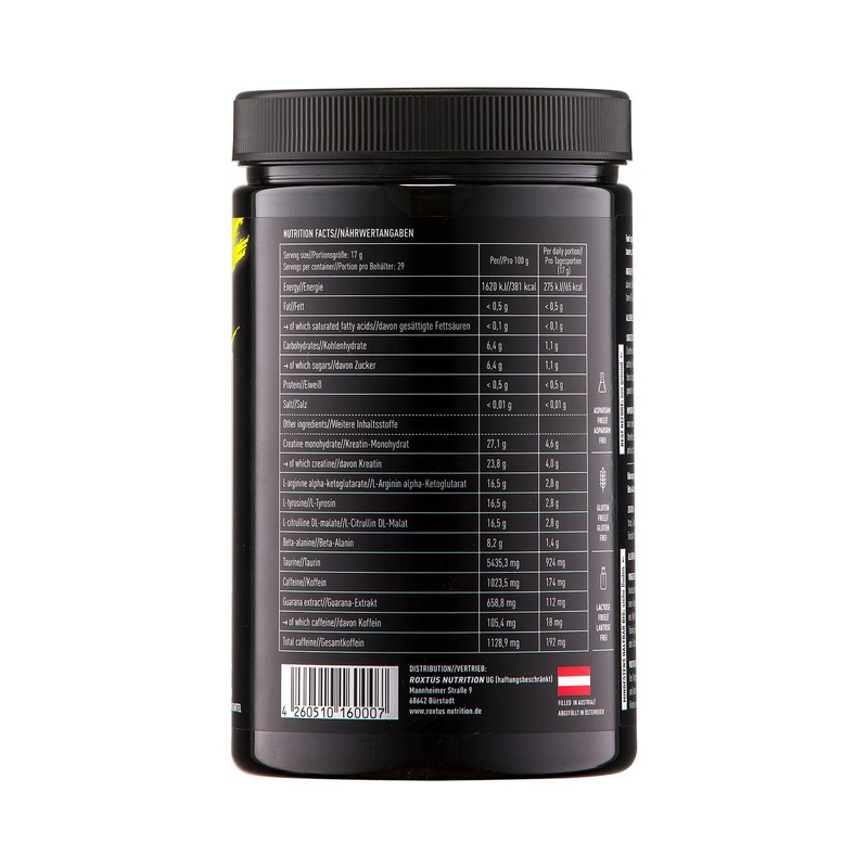 ROXTUS NUTRITION Roxtus One Pre-Workout Booster, Lemon and Lime, 500