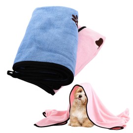 YAYODS 4PCS Dog Towels for Drying Dogs, 50x100CM Microfibre Pet Bath Towel, Quick Dry Absorbent Dog Towel, Machine Wash (Pink Blue)