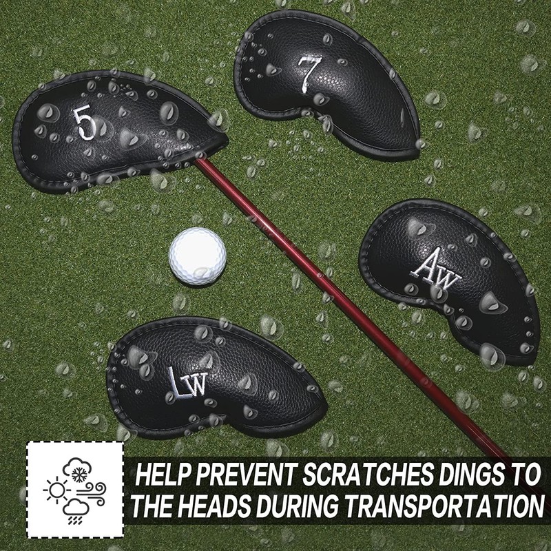 Golf Iron Head Covers Numbers Synthetic Leather Headcover Deluxe Value