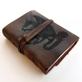 Lyoncraft Celtic Dragon Custom Leather Journal, Free Personalizatio