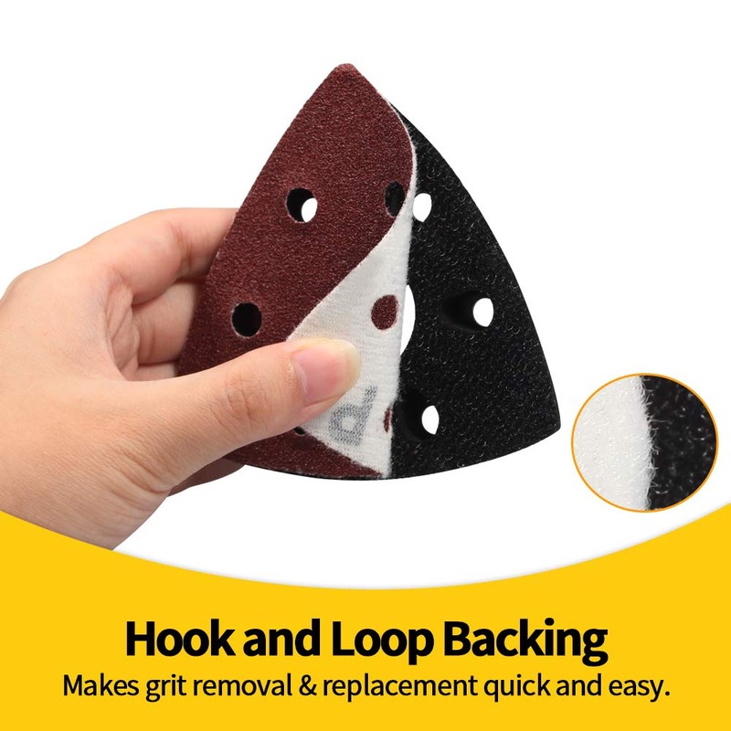 SPEEDWOX 50 Pcs Triangle Sanding Pads Hook and Loop 100