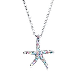 luomart Rainbow Animal Starfish Necklace Gifts for Girls,Starfishes Pendant Jewelry for Women Teen Girls (Mix Starfish)