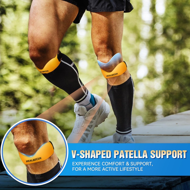 Healrecux Silicone Patellar Tendon Support Strap, Adjustable Non-Slip Patella Band