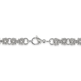 Metro Jewelry Thick Byzantine Chain Necklace for Men in Stainless Steel - 24 Inches Long and 6 mm Wide with Lobster Claw Clasp