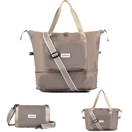 Arxus Folding Travel Bag Carry on Bags for Airplanes with Detachable Adjustable Shoulder Strap Light Weight Travel Duffle Bag for Women with Suitcase Sleeve 17x11x9 inch