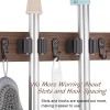 OUTNILI Mop and Broom Holder Wall Mount - Rustic Wood