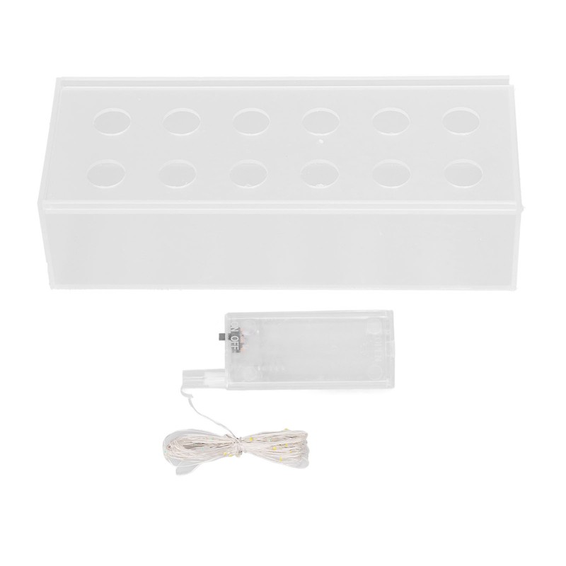 12 Holes Rectangular Flowers Vase With LED Light Clear Acrylic